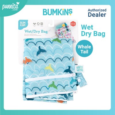 Bumkins Wet/Dry Bag  ถุงใส่ผ้ากันน้ำแยกเปียกแห้งได้ ลาย Whale Tail